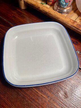 Pfaltzgraff Small Square Dish Blue Rim USA Trinket Soap Dish Catch All